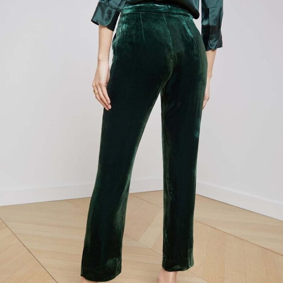 L'AGENCE Velvet Forest Green Rebel Trouser - Picture 3 of 12